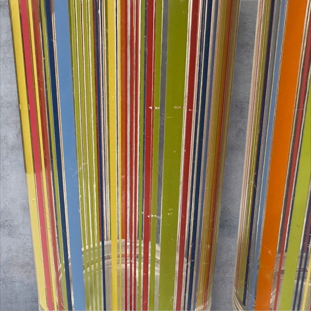 HTF Pottery Barn Al Fresco Acrylic Striped Tumblers Set of 3-8